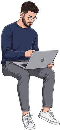 Loris working on his MacBook Pro